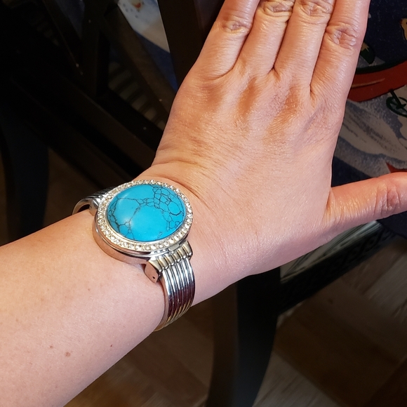 Turquiose bangle watch.